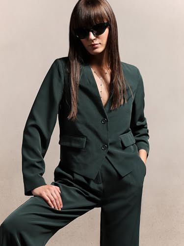 VERO MODA Women's Regular Fit Green Blazer