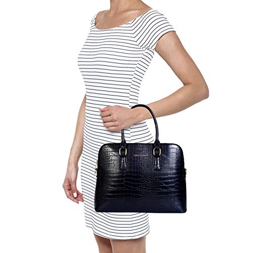 Lino Perros Womens Black Synthetic Leather Satchel (Black)