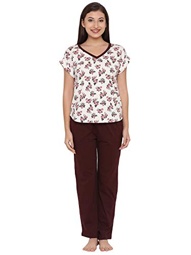 Clovia Women's Pyjama Set (LS0364P09L_Red_Large)