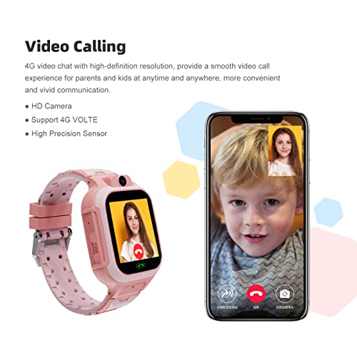WEARFIT Scout 4G Kids Smart Watch with GPS Tracker - 2-Way Video Calling, Location Tracking, SOS Alert & Parental Controls 7 Games - Smartwatch for Boys & Girls Ages 3-12 No Jio Support (Pink)
