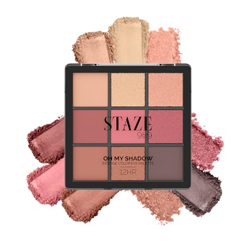 Staze 9 To 9 All Eyes On You Intense Color Eye Palette Ultra-Pigmented No Fallout Mix Of Matte & Shimmer Eyeshadows 01 Cocktail 11G, Assorted