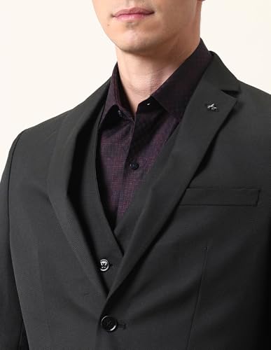 Arrow Men's Polyester Business Suit Pants Set (ARAJSU5569_Black