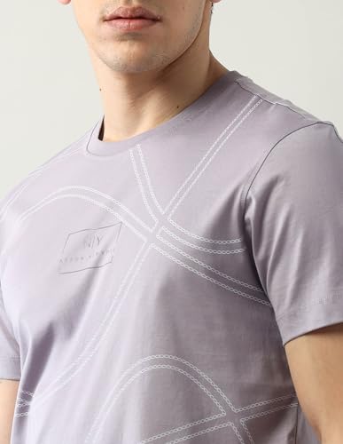 Arrow New York Men's Regular Fit T-Shirt (ANAJTS3116_Lavender