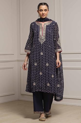Biba Women Purple Viscose Straight Suit Set_40