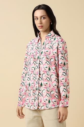Allen Solly Women Pink Printed Long Sleeves Shirt