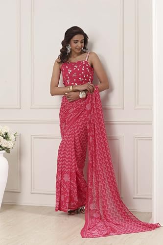 Biba Women Pink Poly Georgette Regular Saree_40