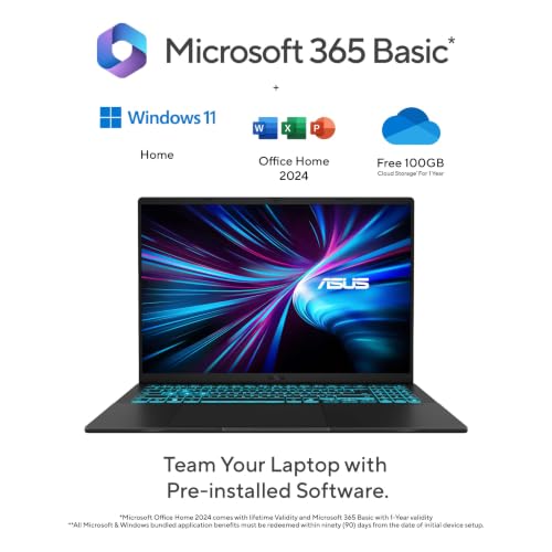 ASUS Gaming V16 (2026),Intel Core 5 210H (i5-14th Gen),RTX 3050-6GB,16GB RAM(Upgradeable),512GB SSD,FHD+,16"(40 cm),144Hz,Win 11,M365 Basic(1Y),Office 24, Black,1.95 Kg,V3607VJ-TK227WS,Gaming Laptop