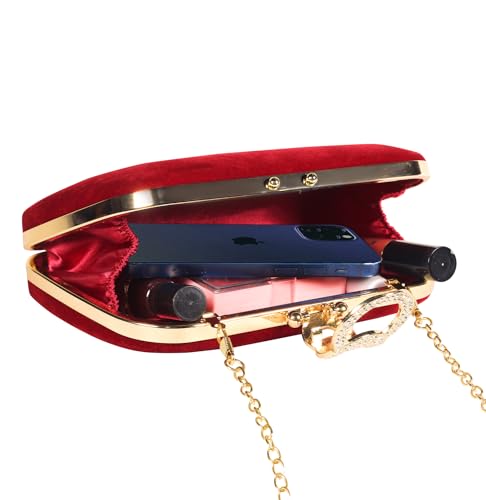 Feelon Clutch Purses For Women, Evening Bag with Detachable Chain Shoulder Bag for Party Wedding Evening Dress (wine)