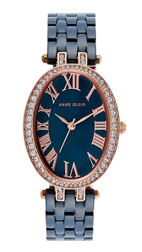 Anne Klein Quartz Analog Blue Dial Rose Gold with Blue Ceramic Strap Watch for Women