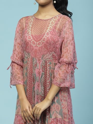 Aarke Ritu Kumar Pink Paisley Print Short Dress with Camisole