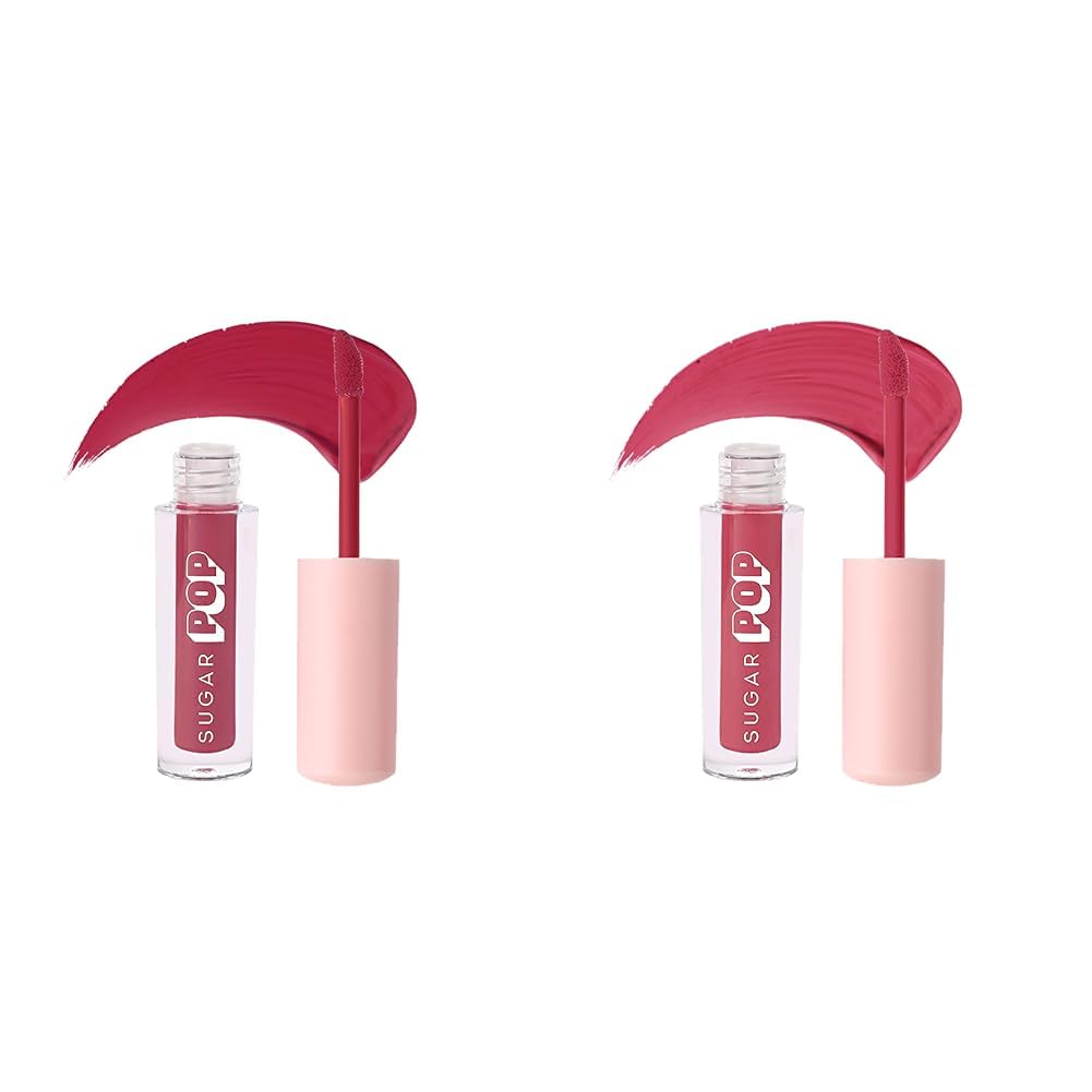 SUGAR POP Matte Lipcolour - 15 Flamingo (Pinkish Purple) – 1.6 ml | Non-Drying, Smudge Proof & SUGAR POP Matte Lipcolour - 20 Poppy (Hot Pink) – 1.6 ml - Lasts Up to 8 hours l Pink Lipstick