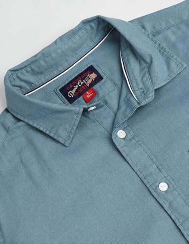 U.S. POLO ASSN. Mens Solid Slub Full Sleeve Shirts (UDSHTO1205_Teal_XXL)