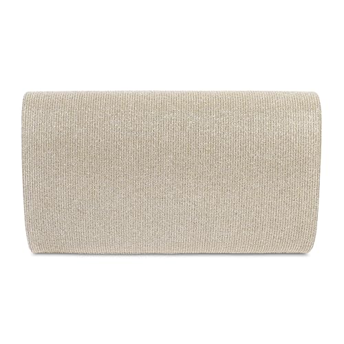 Metro Unisex Gold Adults -Wedding PU Soft Body Magnet closure Stripe Clutches with 0 Pocket and 1 compartments(38-52)