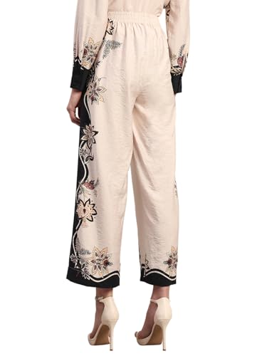 VERO MODA Women's Straight Fit High-Rise Beige Pants