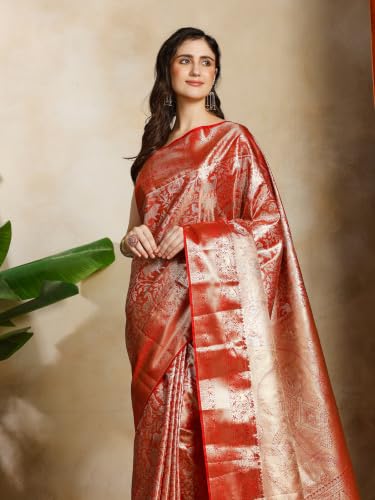Meena Bazaar Women's Art Silk Saree | Elegant Designer Silk Saree | Soft Lightweight Traditional Ethnic Saree for Wedding, Festival, Party & Special Occasions