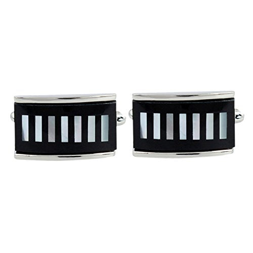 Peluche Natural Mother of Pearl Stone (Semi-precious) & Black Onyx Stone Cufflinks for Men