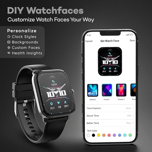 Pebble Ultra Rapid 1.83" HD Display. India's First Fastest Charging, Premium Metal Built, Unisex Design Smartwatch (Jet Black)