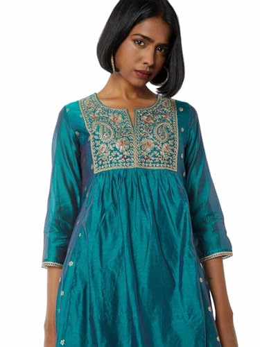 Max Women's Polyester Blend Kurta Set (CONU57001B_Blue