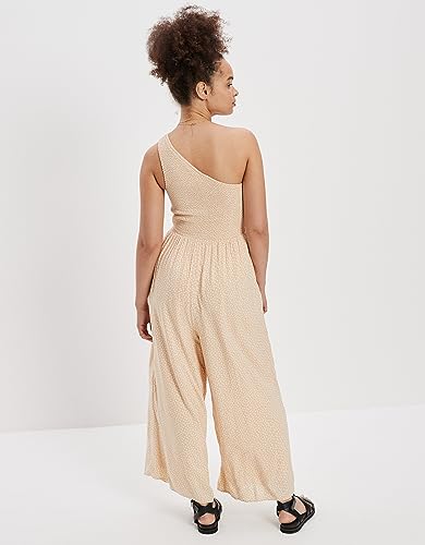 American Eagle Womens U-1396-7097-106 Smocked One-Shoulder Jumpsuit, CREAM, XS