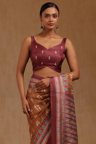 Soch Womens Earth Art Silk Warli Print Saree