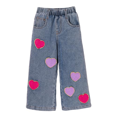 Hopscotch Girls Blue Chenille Embroidered Denim Jeans for Ages (5-6 Years)