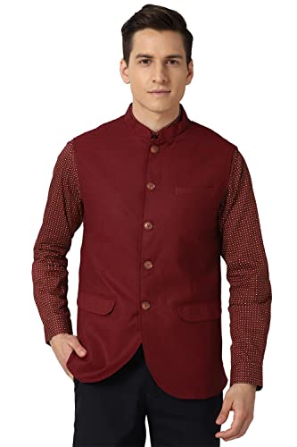 Peter England Men's Solid A-Line Coat (PINJOTLFQ58411_Maroon_M)