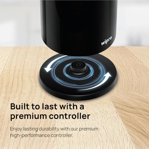 wipro ABS Elato BK 213 Cool Touch Electric Kettle,1.8 Litre,Anti-Rust Shield,Super Fast Heating,3X Protection,Overheat,Dry Boil & Auto Shut-Off,One Touch Opening,1200 Watts,2 Years Warranty,Black