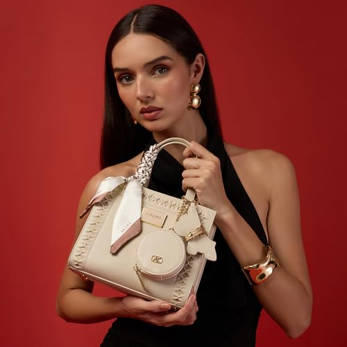 Akiki London Women's Brackley 21 Box Handbag|comes with a Pouch, Scar and Dog Charm|Ladies Small Handbag for Party or Casual Occasion|Textured Finish|Gift for Women