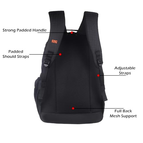 Wildcraft Nylon backpack Multi compartments, front pocket, bottle holder, School bags College bag for women and men, Ideal for school, college, office & travel 13520(Wiki_2 Dot_3D Black)