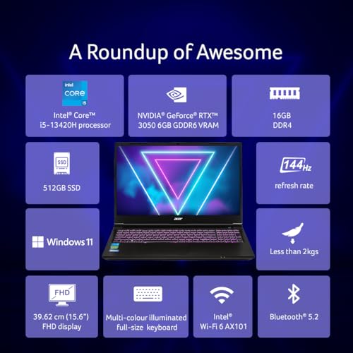 Acer Aspire 7 Intel Core i5-13420H/ NVIDIAGeForce RTXTM 2050 Premium Laptop (Windows 11 Home/16 GB RAM/512GB SSD/54 WHR) A715-79G with 39.62cm (15.6") Full HD Display, Metal Body, 1.99 KG