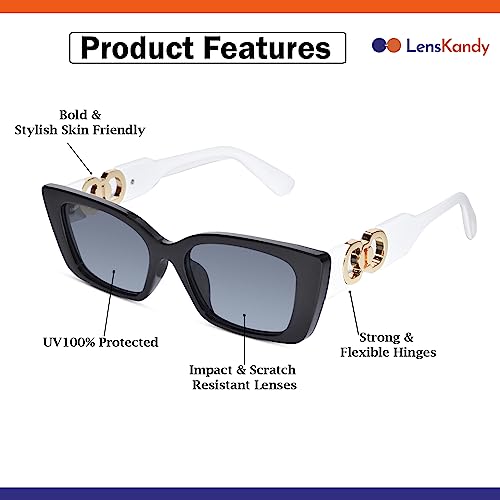 LensKandy Black Cateye Sunglasses for Women 100% UV Protection Designer frame | 22028