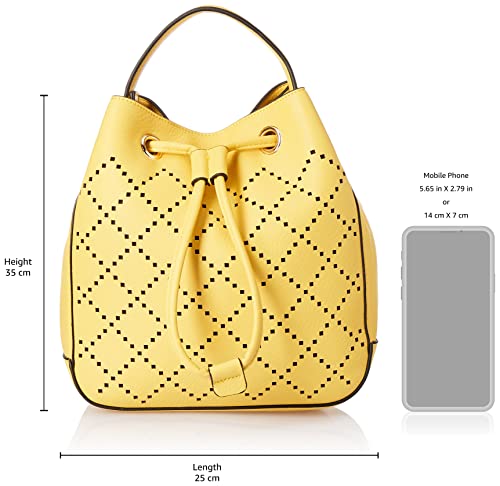 Accessorize London Women's Faux Leather Yellow Cut Out Sling bag