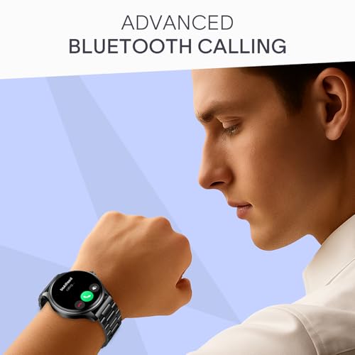 boAt Lunar Discovery Neo, 1.39" (3.5 cm) Round HD Display, Premium Metallic Finish, Animated Watchfaces, 100+ Sports Mode, Bluetooth Calling, Smart Watch for Men & Women (Steel Black)