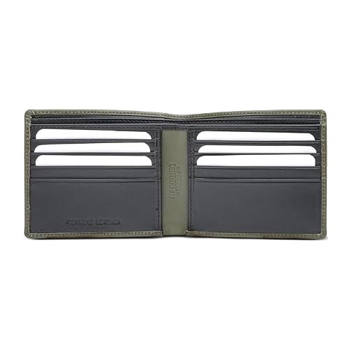 Superdry Men's Leather Slimfold Wallet Kershope - Olive+Black