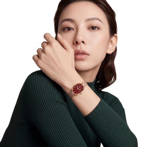 Daniel Wellington Oval 22mm Burgundy Dial Analog Women Watch - DW0DL3001