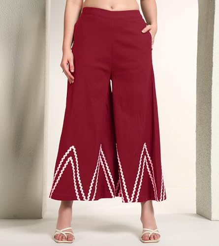 DEEBACO Women's Solid Lycra Ankle Length Waist Coat with Palazzo|Cord Set for Women Fashion|Long Jumpsuits Western Dress for Women Stylish|Two Piece Co ord Set|Casual Wear(DBCO00002277_M_Maroon)