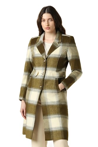 Women Olive Check Casual Jacket