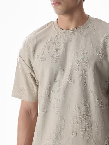 Jack & Jones Men's Oversized Beige Tshirt