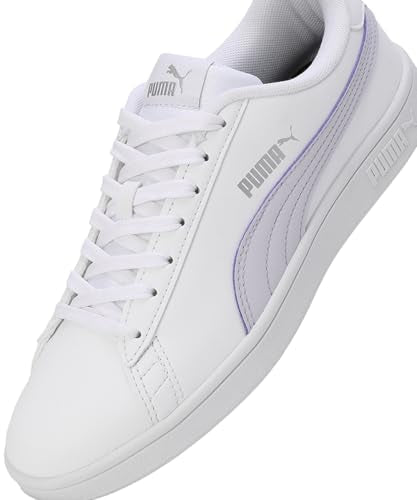 Puma Womens Smashic Wmn White-Spring Lavender-Matte Silver Sneaker - 6UK (39511101)
