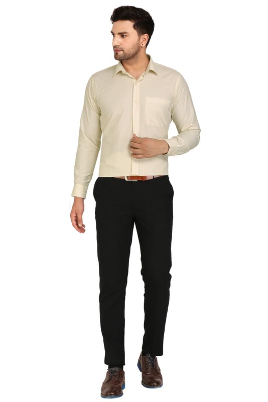 Plus Size Formal Shirts Man Office Wear, Regular Fit Shirt Men Full Sleeve, Light Beige 1 Colour Shirt Branded, 48 4XL Size Plain Gents Sart, Wrinkle Poly Cotton Blend Polycotton Polyester Official