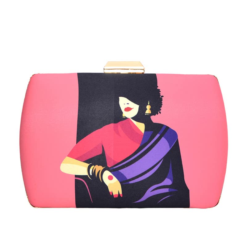 Artklim Printed Pink Lady Clutch