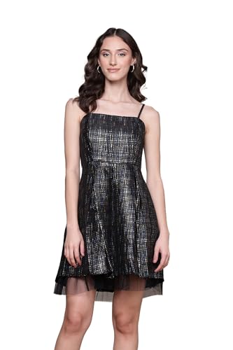 Label RITU KUMAR Black Quinn Jacquard Skater Dress with Camisole