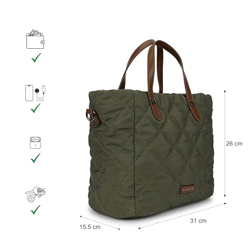 Fastrack Gridline Tote | Nylon Women’s Tote Bag | Diamond-Quilted Design with Dual Carry Options & Multiple Compartments