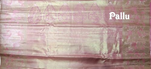 VFCollections Women's Traditional Handloom Kanchipuram Silk Pure Pattu Sarees – Flowers Border | Rich Zari Woven Design | Bridal Saree | Unstitched Blouse 1