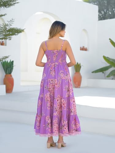 Divena Purple Shoulder Strap Cotton Dress