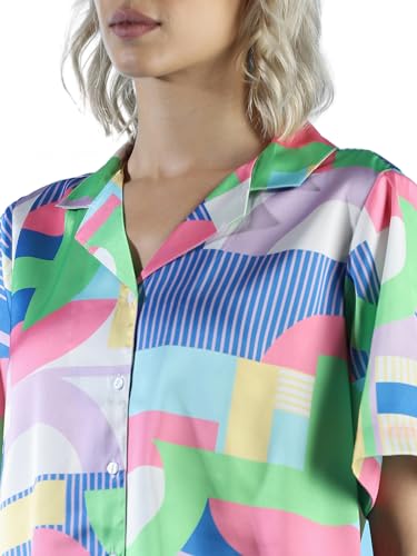 ONLY Women Printed Crop Length Polyester Multicolor Shirt