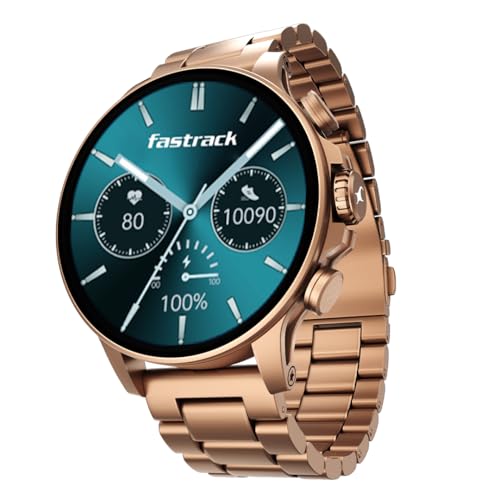 Fastrack Marvellous FX2 1.54" Super AMOLED Smart Watch with SpO2, Sleep Monitor, BT Calling, Metal Body, Voice Assistant, 100+ Sports Modes – Smartwatch for Professionals (Rose Gold)