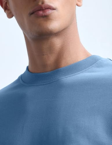 Flying Machine Men's Solid Regular Fit Sweatshirt (FMSWS3213_Blue_L)