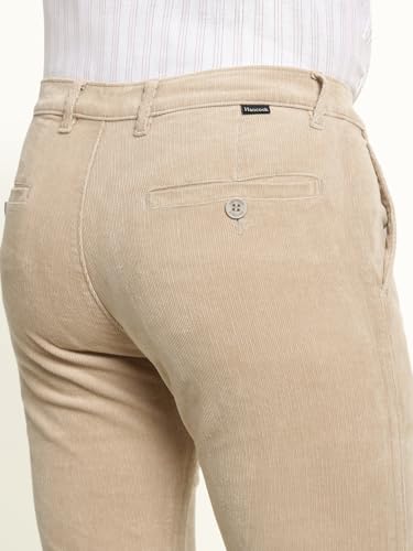 Hancock Men Cotton Solid Slim Fit Trousers Grey Size 36, Comfortable Stretch Waistband, Machine Washable Easy Care Fabric, Soft Breathable Fabric for All Day wear