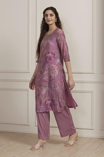 Biba Women Purple Poly Viscose Straight Suit Set_42